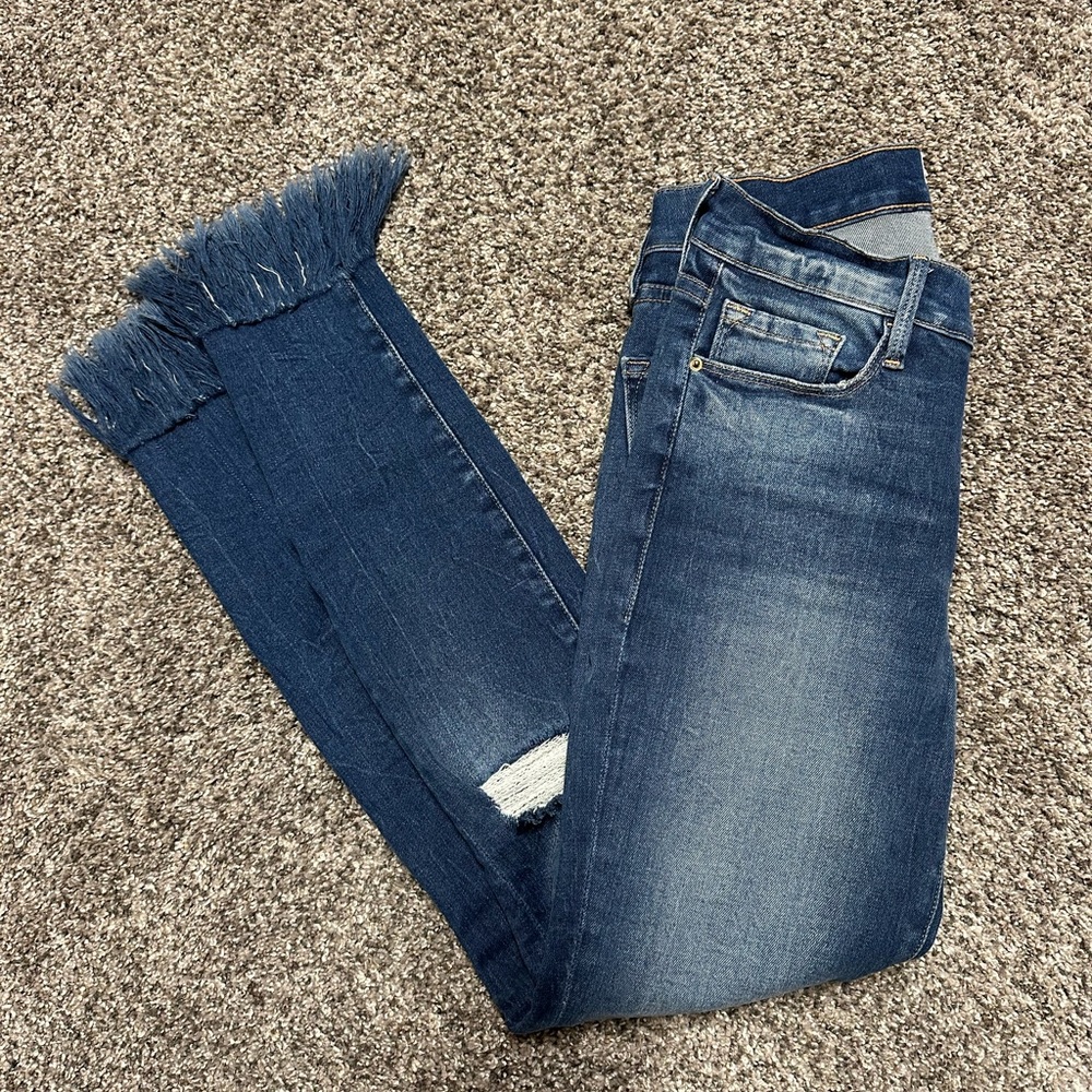Frame Le Skinny De Jeanne Jeans Women Size 27 Frayed Hem